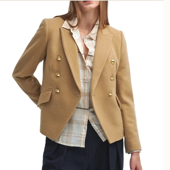 Barbour Women's Darly Camel Blazer with Gold Buttons - Picture 2 of 8